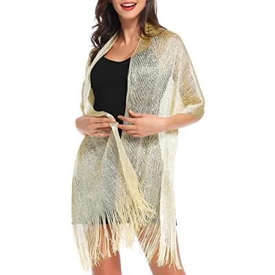 Image of vimate Party Shawl for Women, Lightweight Champaign Gold Evening Shawls and Scarf Wraps Formal Dresses(UK Champagne)