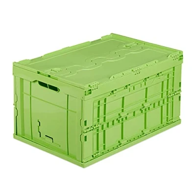 Image of Relaxdays Professional Storage Box, Sturdy, Commercial Crate, Lidded, 32.5x58x39.5cm, Green