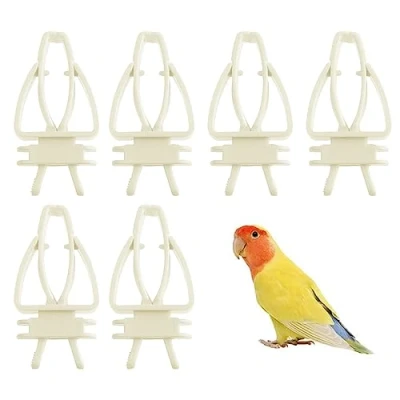 Image of Bird Cage Food Holder Clips, 6 Pack Plastic Cuttlefish for Cage, Durable Fruit &amp; Vegetable Feeder Feeding Clip Accessories Hamster Cockatiel Parrot Small Animals