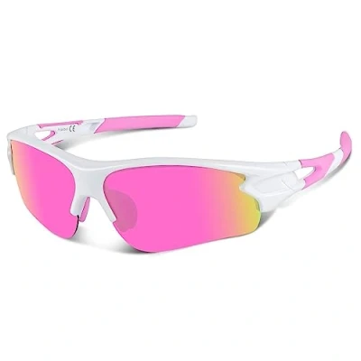 Image of BEACOOL Polarized Sports Sunglasses for Men Women Youth Baseball Cycling Fishing Running TAC Glasses (whitepink)