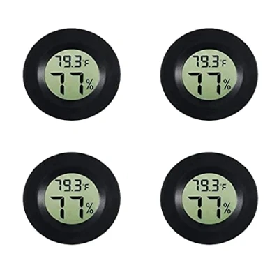 Image of AEDIKO 4pcs Mini Digital Thermometer Hygrometer LCD Temperature Humidity Meter for Greenhouse Cars Home Office (Round)