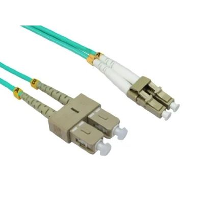 Image of kenable OM4 Aqua Fibre Optic LC SC Duplex MM 50 125 Patch LSZH Cable 10m [10 metres]
