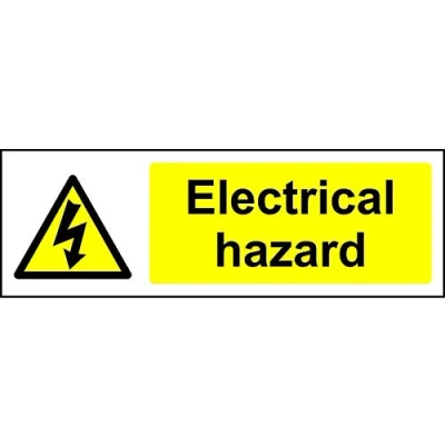 Image of Warning Electrical hazard safety sign Self adhesive sticker 150mm x 50mm