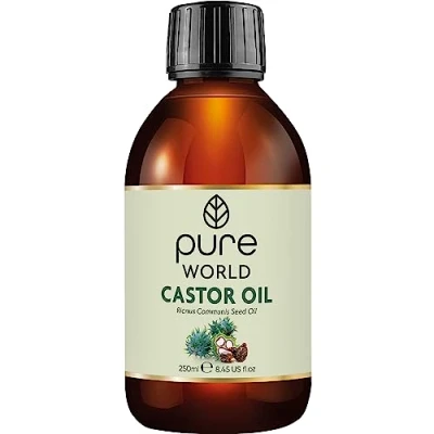 Image of Pure World Natural Castor Oil 250ML Cold &amp; Freshly Pressed 100% and Undiluted Hexane Free Nourish Your Skin Hair Eyebrows, Nails, Beard, Hair, Eyelash Growth Food Grade
