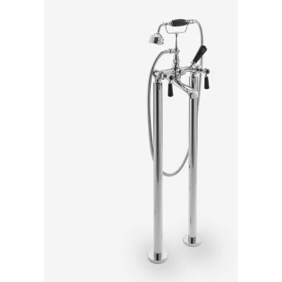 Image of Milano Elizabeth Traditional Freestanding Bath Shower Mixer Tap Lever Handles Chrome Black