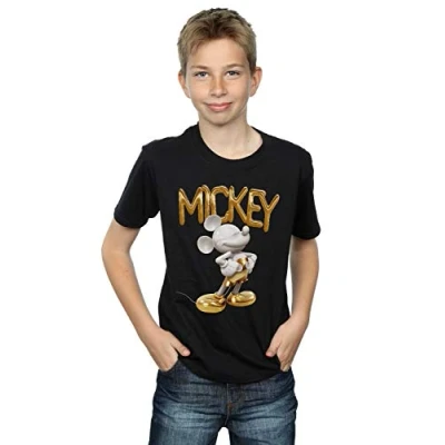 Image of Disney Boys Mickey Mouse Distressed Ponder T Shirt Black 5 6 Years