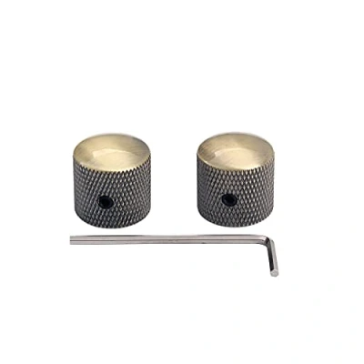 Image of Alnicov 2pcs Guitar Tone Volume Control Knobs Metal Cap with Truss Rod Wrench for Electric Bass