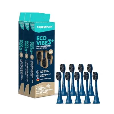 Image of happybrush® Sustainable Replacement Toothbrush Heads for Electric Sonic Eco VIBE 3 Ocean Pack of