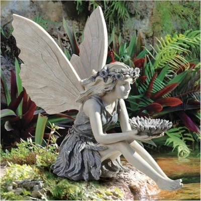 Image of CHJIEJIE Garden Decoration Ornament Sitting Magic Fairy, Elves Figures, Tudor and Turek Statue, Resin Craft Landscaping Yard Statue Elf Figure Fairy