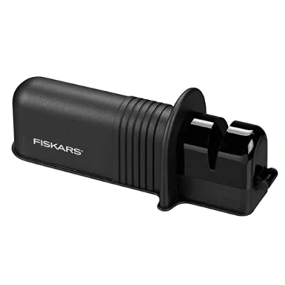 Image of Fiskars Axe and Knife Sharpener, Ceramic head/Body of glass fiber enforced plastic, Black/Orange, Solid, 1026797
