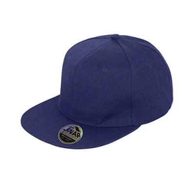 Image of Result Unisex Core Bronx Original Flat Peak Snapback Solid Colour Cap (One Size) (Navy Blue)