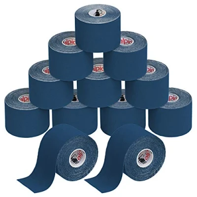Image of ALPIDEX Kinesiology Tape 1/3/ 6/12 Rolls Many Colors 5 m x cm Application Examples E Book Skin Friendly Muscle Support Elastic Strapping Tape, Colour:Dark Blue, Quantity:12