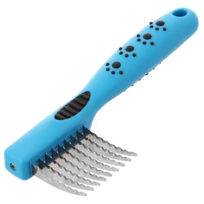 Image of GROOM Professional 9 Blade Dematting Comb for Dogs Grooming Rake Long Rugged Teeth Help Break Through Matts with Ease Ergonomic Handle Comfort