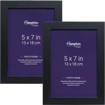 Image of Hampton Frames OXFORD 5x7 (13x18cm) Pack of 2 Black Picture Frame Acrylic (Non Glass) OXF57NGX 2PK