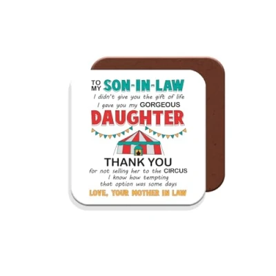 Image of Son in Law Gift Coaster Thank You Giftset Made by MUGGZ The UK
