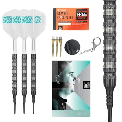 Image of TARGET Darts Rob Cross 95K Soft Tip 95% Tungsten Dart Set, 18G Voltage Player Edition Set with Pixel Tips, K Flex Flights, Electronic