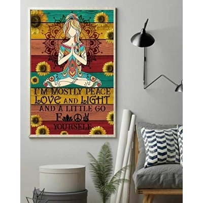 Image of BCTS I&#039;M Mostly Peace Love Light Poster Print Wall Art Classictage Decor Metal Sign 8x12 inches