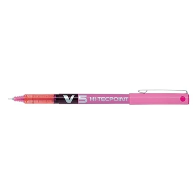 Image of Pilot V5 0.5mm hi tecpoint liquid pink colour ink rollerball pen x 1 single