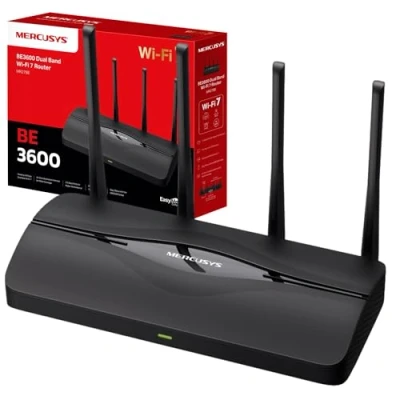 Image of MERCUSYS MR27BE BE3600Mbps Dual Band WiFi 7 Router, 2x 2.5 Gbps Ports, 4K QAM And MLO, Router with 4x High Gain Antennas for Maximized Coverage, 160 MHz, EasyMesh Compatible