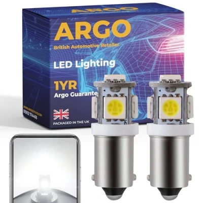 Image of Argo 233 Ba9s Led Bulbs 5 Smd Xenon White 12v Car Light Interior 433 T4W Number Plate Bulb Map Dome Van Side Marker Reverse
