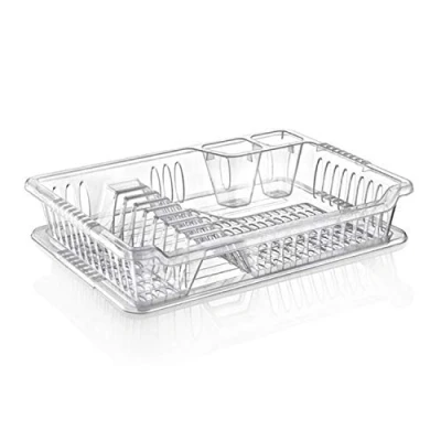 Image of Hobby Clear Medium Plastic Dish Drainer Plate and Cutlery Rack with Drip Tray