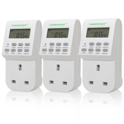 Image of 3 Pack 7 Day Programmable Digital Plug In, 12 24 Hours from Lowenergie