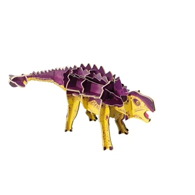 Image of Build Your Own Moving Ankylosaurus Pull Tab Swishing Tail Action Eco Friendly Cardboard Craft Kit Ages 8+