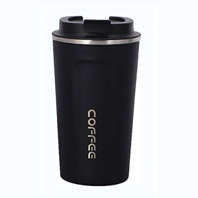 Image of Gteller Stainless Travel Mug, Double Wall Steel Insulated Vacuum Tumbler with Lid (Black, 17oz)