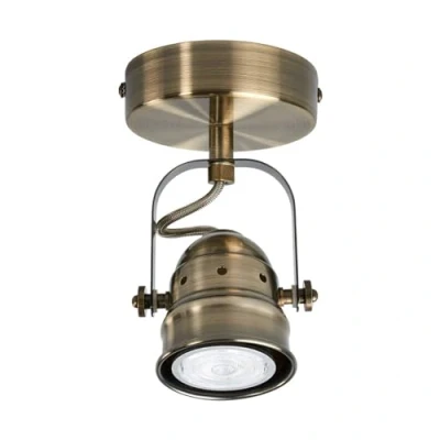 Image of Ceiling Light &#039;Leonor&#039; dimmable (Antique, Vintage) in Bronze Made of Metal for e.g. Living Room &amp; Dining (1 Source, GU10) from Lindby floodlight, Spotlight