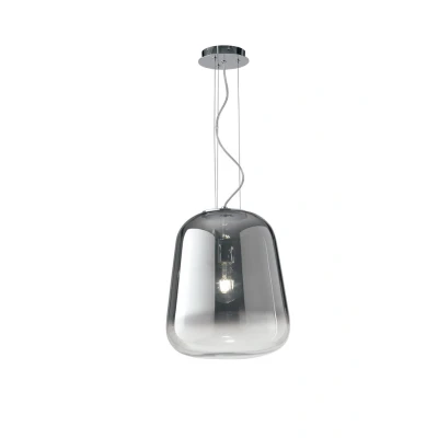 Image of Glass Smoked Dome Pendant, Chrome, E27
