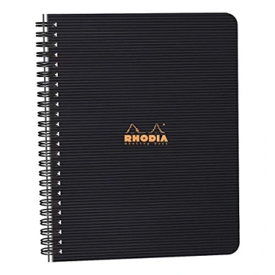 Image of RHODIA 119941C Spiral Notebook (Full Bound) Meeting Book Black A5+Pre Printed Date/Notes/Action160 Detachable Pages Paper Clairefontaine 90g Cover Polypro (Plastic) Rhodiactive
