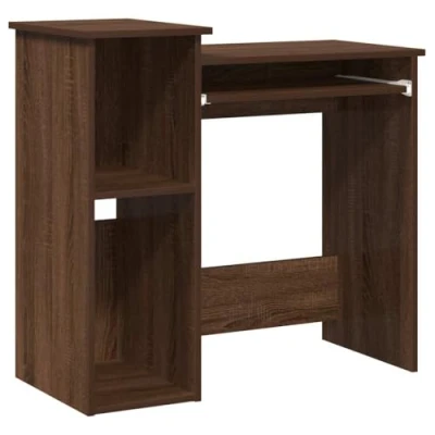 Image of vidaXL Desk with Shelves Brown Oak 84x40x78 cm Engineered Wood Office &amp; Home Furniture