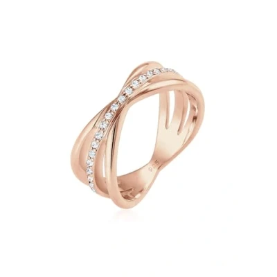 Image of Elli Ring Wrap Crystals 925 Silver Rose Gold Plated
