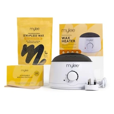 Image of Mylee Professional Waxing Kit with Wax Heater, Hard Beads 500g, Spatulas Stripless Depilatory Pellets Solid Film Beans No Strip Needed (Charcoal &amp; Green Tea)