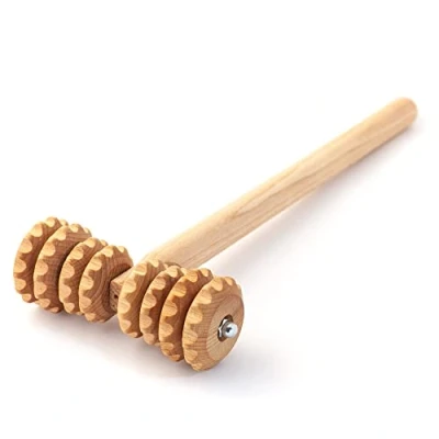 Image of Tuuli Accessories Anti Cellulite Massage Roller T Tool Massager Maderotherapy Wooden 37 x 13 cm
