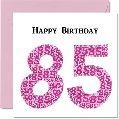 Image of Fun 85th Birthday Cards for Woman Shapecloud Happy Card Dad Mum Great Grandad Grandpa Nanny Grandma Gran Uncle Auntie, 145mm x Greeting Cards,