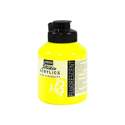 Image of Pébéo 172372 Studio Acrylics Fine Acrylic Paint Fluorescent Yellow, 500 ml, (Pack of 1)