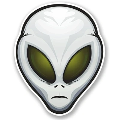 Image of 2 x Alien Grey Vinyl Sticker iPad Laptop Car Bike Helmet Files UFO #4702 (8cm Wide 10cm Tall)