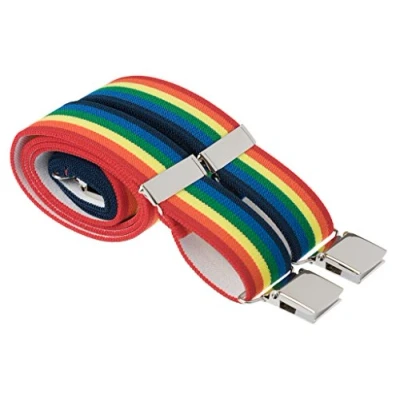 Image of XL Rainbow Mens Trouser Braces Heavy Duty Elastic 4 Clips 48 Inch Extra Long (XL (48 Inches Long))