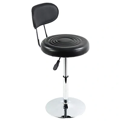Image of FURWOO PU Leather Work Stool Chair for Barber Shop Salon Beauty Task Drafting Swivel with Backrest Small (Black)