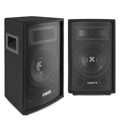 Image of VONYX 2x SL8 8 Inch Passive pa Speakers, 200W RMS, unpowered Loudspeakers with 2 Way Design, Disco Speakers for Small to Medium Events, TS Jack &amp; Bare Wire Terminals speaker