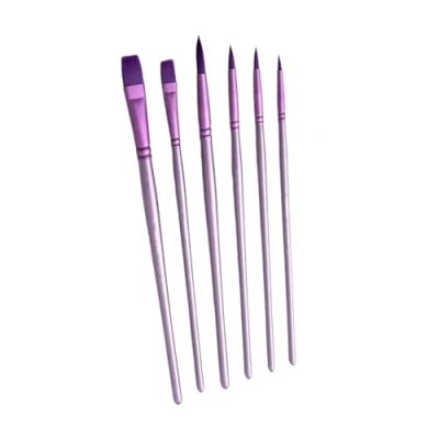 Image of 6Pcs Professional Paint Brush Nylon Bristles Watercolor For Artist Beginner Acrylics Gouache Oil Painting