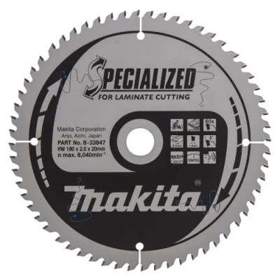 Image of Makita B 33847 Specialized Blade for Laminate and Wood Cutting 190x20x60T