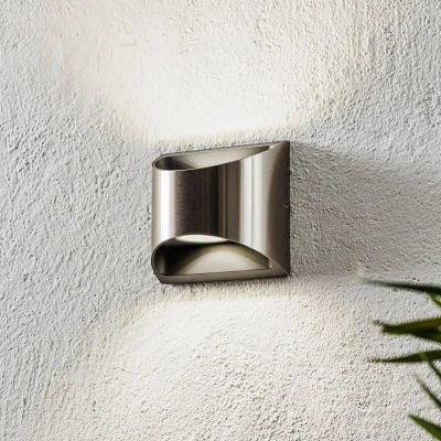 Image of Dodd LED Outdoor Wall Light, Modern Lamp Made of Stainless Steel, Semicircular with Up &amp; Down Light Effect, 6 Watt, 3000 Kelvin, 660 Lumen, Weatherproof