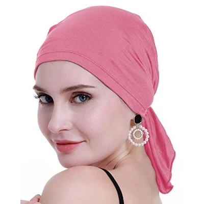 Image of osvyo Bamboo Chemo Headscarf for Women Hair Loss Cancer Slip On Headwear Turbans Hats caps Sealed Packaging Bubblegum Pink