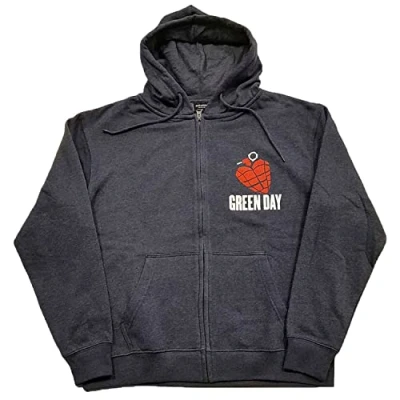 Image of Green Day Hoodie American Idiot Band Logo Official Unisex Navy Blue Zipped M