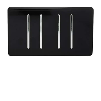 Image of Trendi 4 Gang (2 Way &amp; 2xIntermediate) Glossy 10 Amp Rocker Light Switch Piano Black