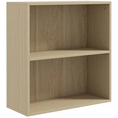 Image of HOMCOM 2 Tier Low Bookcase with Adjustable Shelf, Bookshelf, Display Storage Shelf Compartments for Home Office, Living Room, Study, Natural Wood Finish