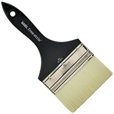 Image of Liquitex Professional Freestyle Large Scale Brush, Broad Flat/Varnish 4 inch, Short Handle, Beige