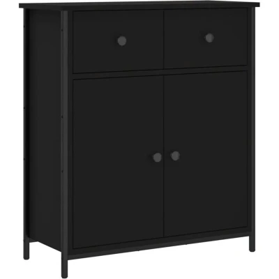 Image of vidaXL Black Sideboard Storage Cabinet Highboard, Engineered Wood Multi Functional Furniture with Ample Space, Perfect for Living Room or Bedroom
